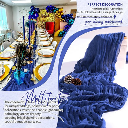 18 Pack Cheesecloth Table Runner 10FT Royal Blue Table Runner Boho Gauze Cheese - Image 6