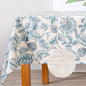 MYSKY HOME Waterproof Tablecloth Rectangle 60x84 Inch Rustic Burlap Tablecloth Spring Floral Linen Table Cover Farmhouse Decoration Rectangle/Oblong for Holiday, Dinner, Indoor and Outdoor Use, Blue