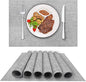 DACHUI Placemats Set of 8, Linen Look Woven Place Mats, Water Resistant, Heat Resistant, Washable, Durable Table Mats (Smoky Grey)