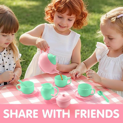 JOYIN 18PCS Pretend Tea Party Set, Plastic Tea Set, Mini Kitchen - Image 7