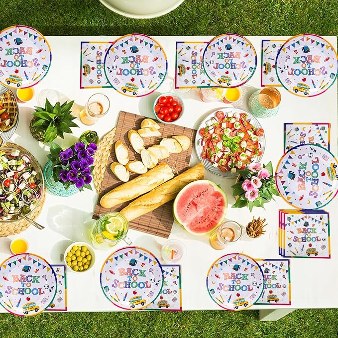 40 Pcs Back to School Paper Plates and Napkins Party Supplies Set, 9-inch - Image 5