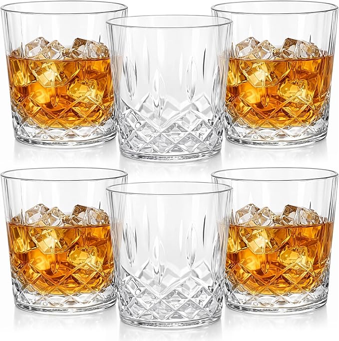 Yungyan 6 Pcs 10 oz Plastic Clear Whiskey Glasses, Old Fashioned Glasses by Yungyan