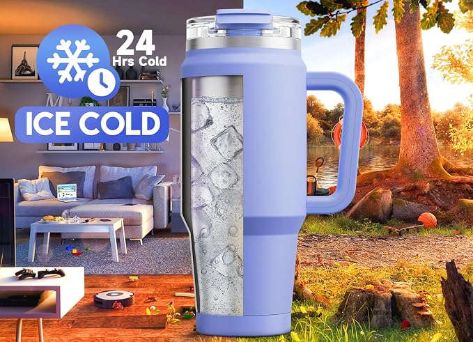 Meoky 32 oz Tumbler with Handle, Insulated Tumbler with Lid and Straw, - Image 2