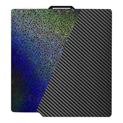 Flexible Rainbow Starry PEY+Carbon Fiber PET Spring Steel Plate for Bambu Lab X1 X1C X1E P1P P1S P2S A1, Double Sided Textured PEY PET Build Plate 257x257mm for Bambu 3D Printers