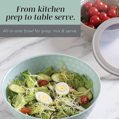 COOK WITH COLOR Mixing Bowls with Lids - 12 Piece Plastic Nesting Bowls Set includes 6 Prep Bowls and 6 Lids, Non Slip Bottom and Embossed Design - Microwave Safe (Mint)