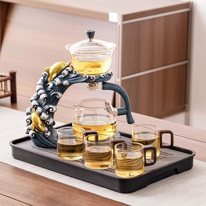 Zurucily Glass Teapot Set with Infuser Semi Automatic Tea Set Magic Teapot - Image 3