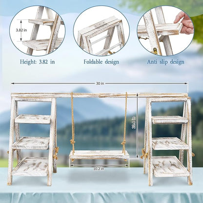 Wooden Cupcake Stand, 3 Tier Cupcake Display Stand for Dessert Display, Dessert Stands with Serving Tray and Foldable Stand for Party, Birthday, Wedding, Events, Baby Shower (White)