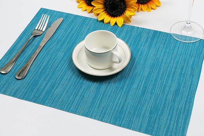 SHACOS Woven Vinyl Placemats Set of 6 Wipe Clean Wasahble Place Mats - Image 5
