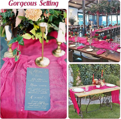 6 Pieces Hot Pink 10FT Cheesecloth Table Runner Boho Gauze Fabric Table Runner - Image 6