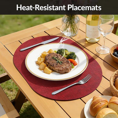 Placemats Set of 6, 11.8 x 17 Inch, Waterproof Wipeable Reversible PU Placemat - Image 4