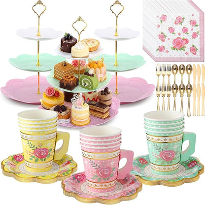 Layhit 83 Pcs Disposable Tea Party Set by ShungLan