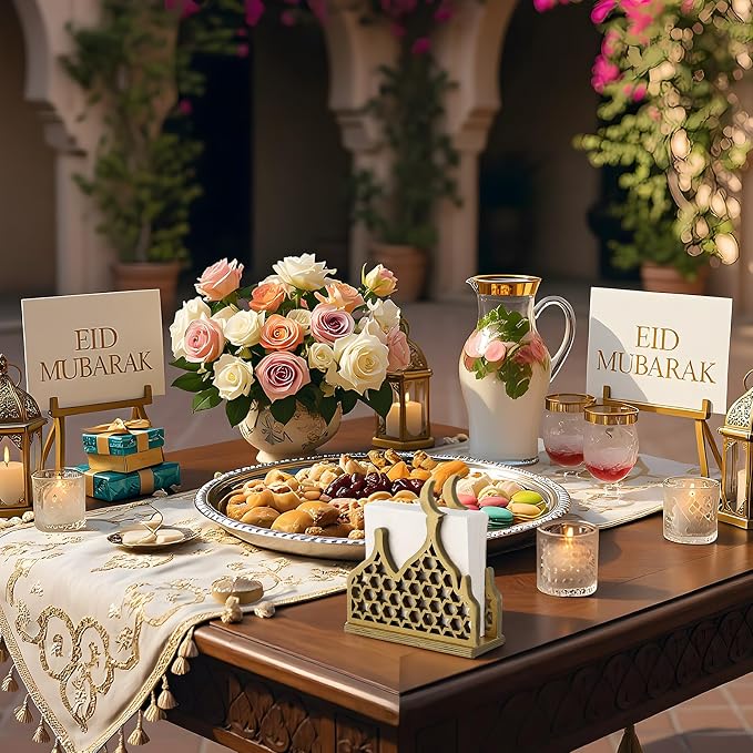 Eid Gold Napkin Holder for Tables Classical for Islamic Ramadan Holiday Napkin - Image 6