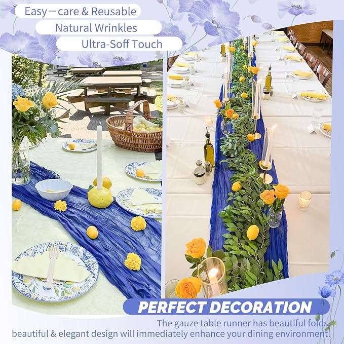 Showgeous 18 Pack Royal Blue Cheesecloth Table Runner, 17 x 108 Inches | Boho - Image 6
