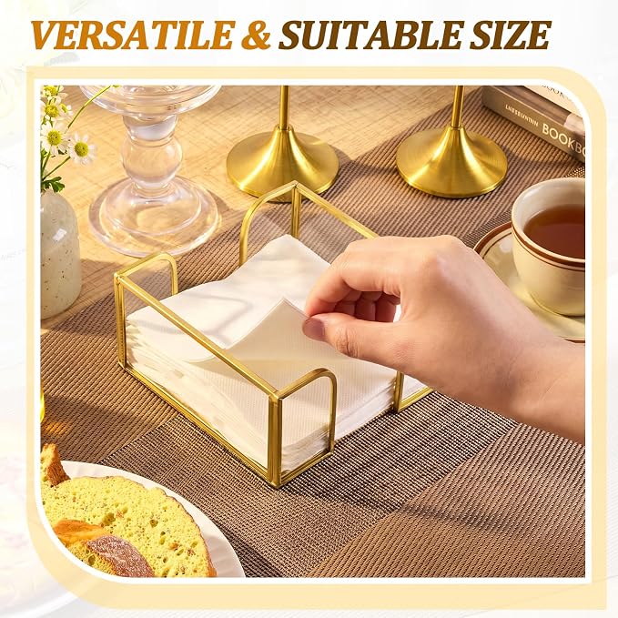LemonRoad 2 Pcs Square Gold Napkin Holder - Image 2
