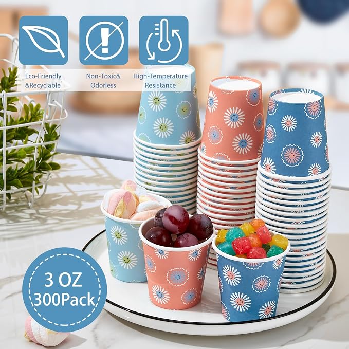 SIUQ 300 Pack 3 oz Paper Cups, Disposable Bathroom Cups, Mini Mouthwash Cup | - Image 2