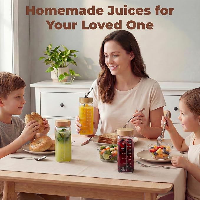 16 oz Square Glass Juice Bottles - Image 5