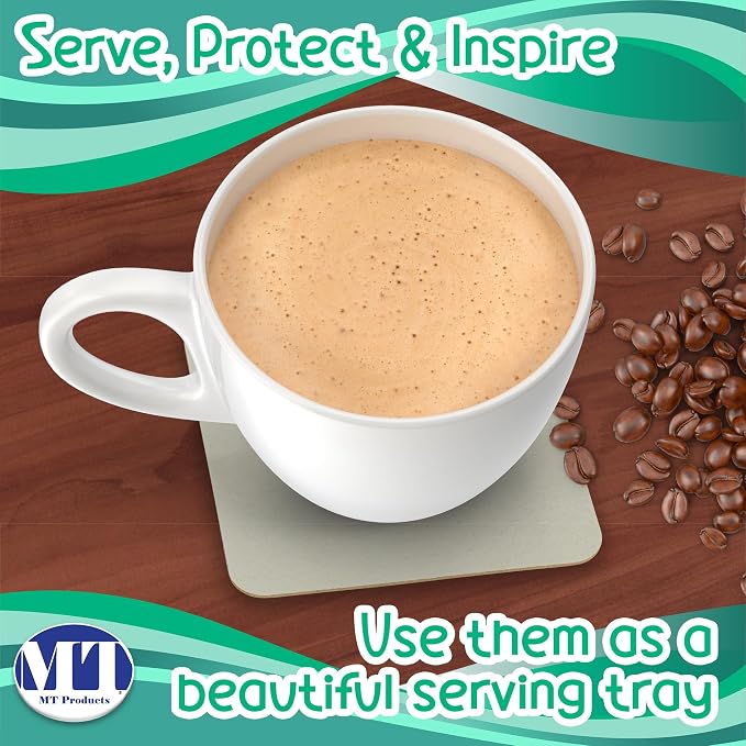 MT Products 4” Blank Off-White Heavyweight Cardboard Square Coasters - Image 5