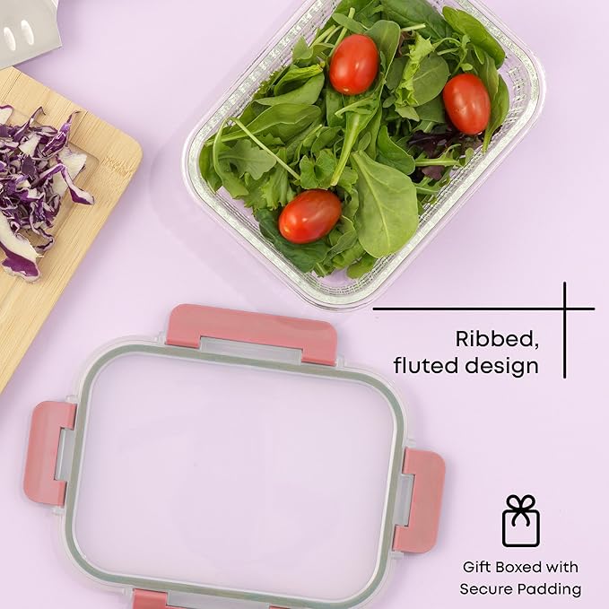 JoyJolt 24pc Borosilicate Glass Storage Containers with Lids | 12 Airtight/Freezer Safe Food Storage Containers for Pantry and Kitchen | Meal Prep Container for Lunch | Glass Tupperware Set