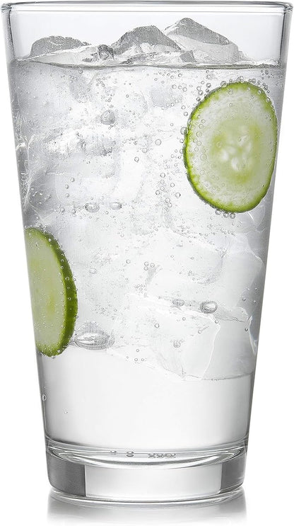 Libbey Preston Tumbler and Rocks Glass Cups Set, All Purpose Everyday Drinking Glasses Set of 16, Glassware Drinking Glasses for Birthdays, Dinners