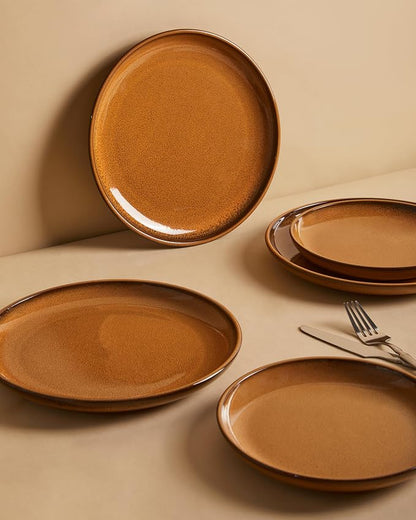 Santorini Mist Terracotta Reactive Glaze Plates and Bowls Sets, Stoneware - Image 6