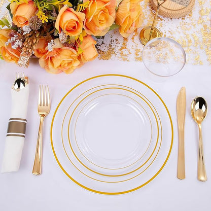 WELLIFE 350PCS Clear-Gold Plastic Plates - Image 4