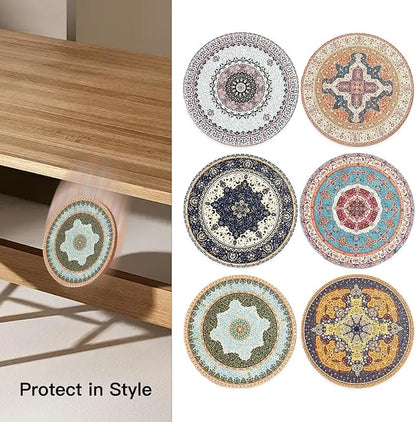 Cork Coasters for Drinks Absorbent Non Slip 12pcs 4 Inch Persian | Coaster for - Image 4