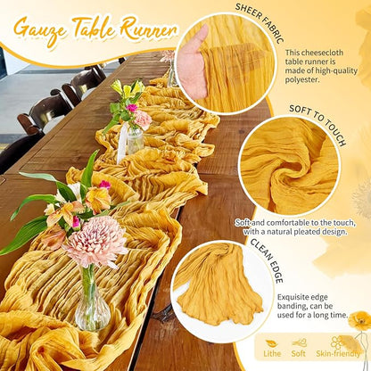 Showgeous 30 Pack Gold Cheesecloth Table Runner, 17 x 108 Inches | Boho - Image 3