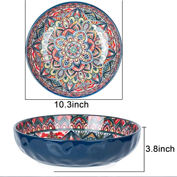 75 Oz Serving Bowls, Bohemian Style Large Porcelain Dishes - Image 4