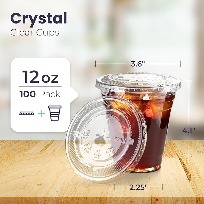 Fit Meal Prep 100 Pack 12 oz Clear Plastic Cups - Image 2