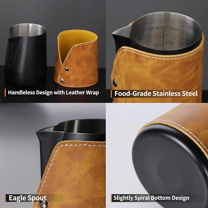 Handleless Milk Frothing Pitcher 450ml/15oz, 304 Stainless steel Espresso - Image 6