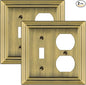 Metal Wall Plate for Electrical Outlets, Decorative Antique Brass Switch Plates Outlet Cover, Light Switch Cover Plate, 2-Gang Wall Plates (Toggle/Duplex, 2 Pack)