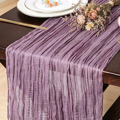 Purple Cheesecloth Table Runner 13.3FT Long Boho Gauze Sheer Fabric Table by TuTive