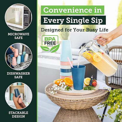 Grow Forward Premium Wheat Straw Cups - 20 oz Unbreakable BPA Free Hard Plastic - Image 4