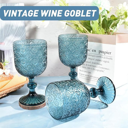 CHLJAR Colored Wine Glass Goblet Set of 6, 14 oz Blue Goblets Glassware - Image 6
