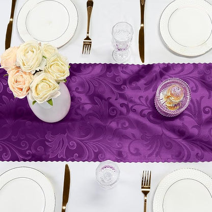 Purple Satin Table Runner 12 x 108 Inch, 6 Pack | Bright Smooth Damask - Image 6