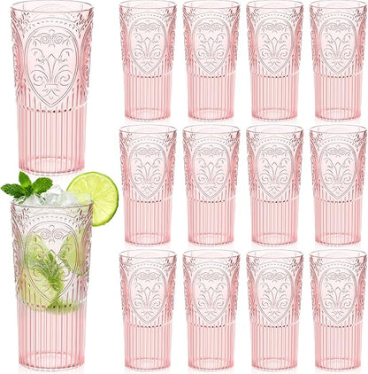 Wiwiqing 20oz Vintage Plastic Ribbed Tumblers Set of 12, Baby Shower, Birthday by Wiwiqing