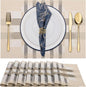 Winknowl Placemats Set of 8, Heat Resistant Stain Resistant Woven Vinyl Insulation Place mats, Durable Washable Elegant Table Mats for Kitchen Dining Table Decor (Geometric Beige)