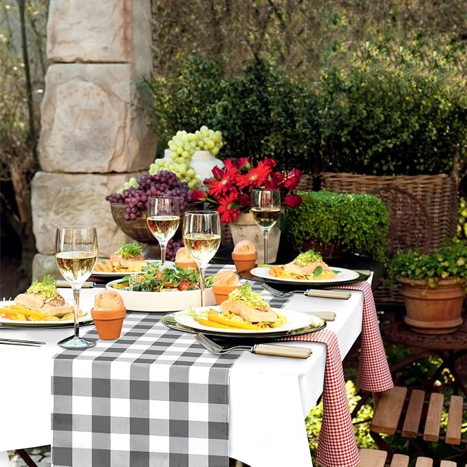 Buffalo Plaid Table Runner, Classic Farmhouse Tabletop Collection, Waterproof - Image 3