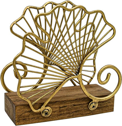 Leaves Vertical Napkin Holder, Contemporary Disposable Paper Hand Tower Storage Tray Caddy, Metal Paper Storage for Kitchen, Stylish Towel Dispenser, Mail Letter Sorter Rack, Document File Organizer