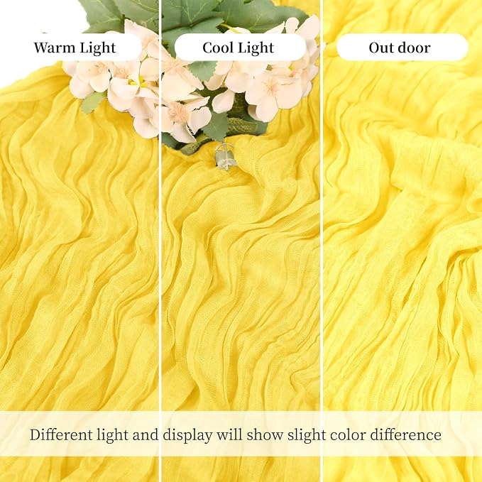 6 Pack Lemon Yellow Cheesecloth Table Runner, 17 x 108 Inch, Gauze Cheese Cloth - Image 6