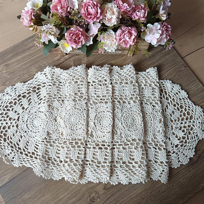 Phantomon Oval Lace Table Runner Doilies Floral Table Scarf Furniture Cloth - Image 3