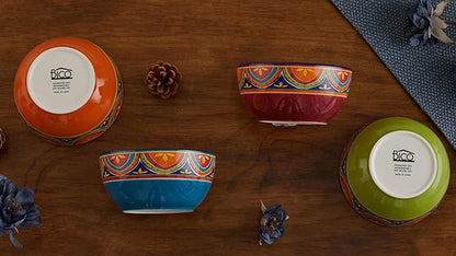 Bico Tunisian Cereal Bowls Set of 4, 26 oz Deep Ceramic Soup Bowls - Image 4