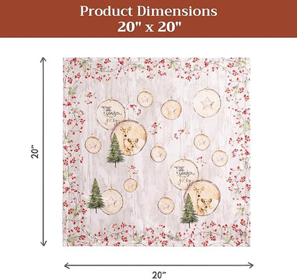 Maison d' Hermine Cloth Napkins Set of 4 100% Cotton for Thanksgiving Christmas Decorations Everyday Reusable Square Fall Napkins Cloth Washable Dinner Party (Mountain Life, 20"x20")