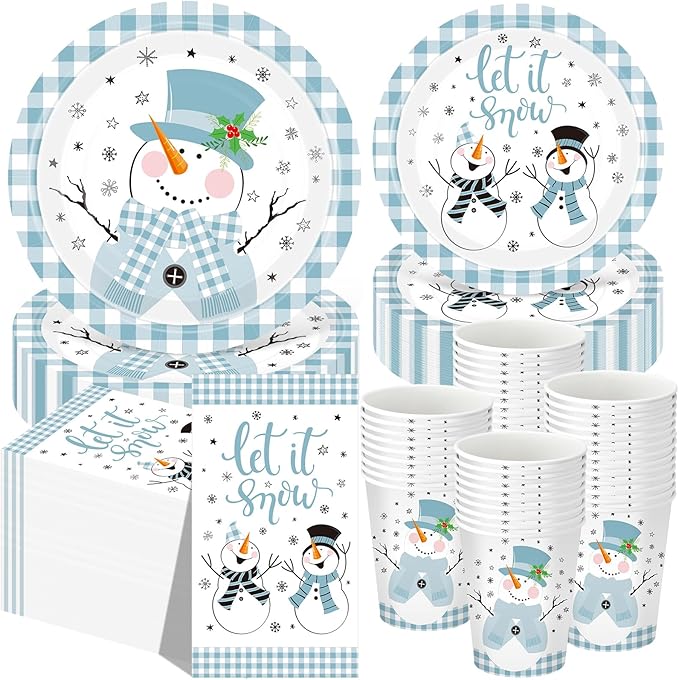 Funnymoom 250 Pcs Winter Snowman Party Decorations by Funnymoom