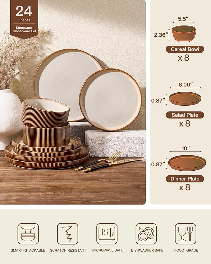 Stoneware Dinnerware Sets, Reactive Glaze Dishes Set - Image 7