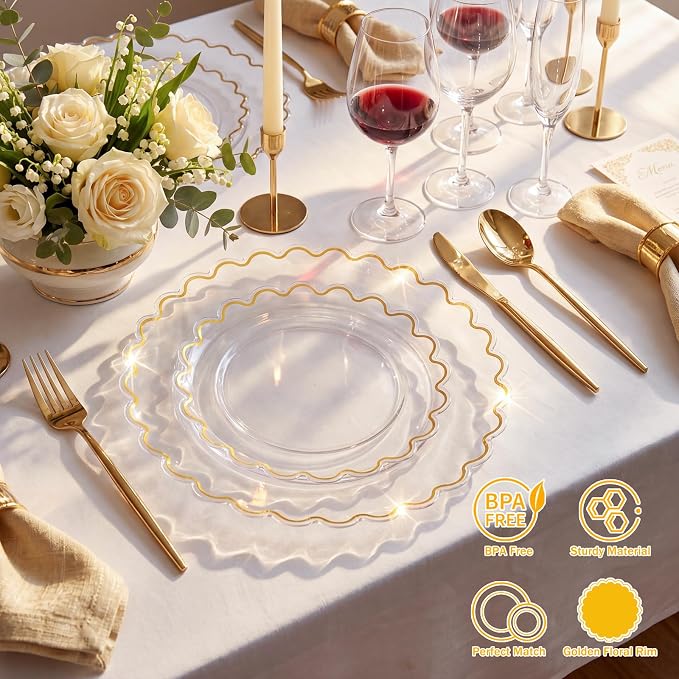 LIYH 100 Pcs Heavy Duty Clear Plastic Plates - Image 3