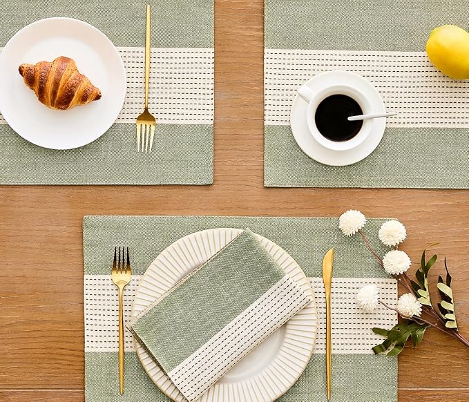 Wracra Linen Placemats, 12 x 18 Inch Set of 4 Placemats, Farmhouse Macrame - Image 5