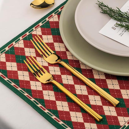 Alata Cube Gold 20-Piece Flatware Set, Forged Cutlery Set, Mirror Finish - Image 6