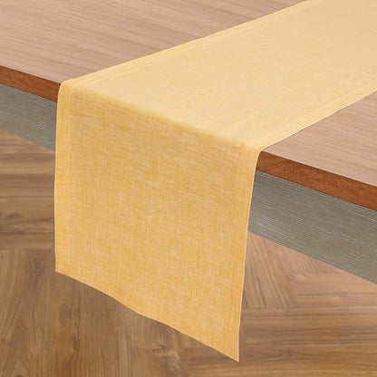 Solino Home 100% Pure Linen Table Runner Mustard Woven, Athena 14 x 60 in | - Image 2