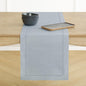 Solino Home Linen Dusty Blue Table Runner 48 Inches - Classic Hemstitch, 100% Pure Linen Coffee Table Runner 14 x 48 Inch Ideal for Dresser Tables - Winter, Spring, Easter